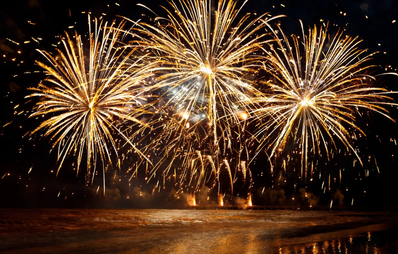 Фото обои новый год, салют, colorful, фейерверк, night, New Year, fireworks, Happy