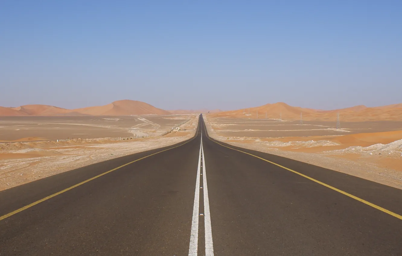 Фото обои дорога, холмы, пустыня, шоссе