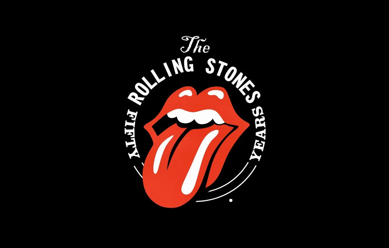 Фото обои музыка, логотип, группа, черный фон, The Rolling Stones
