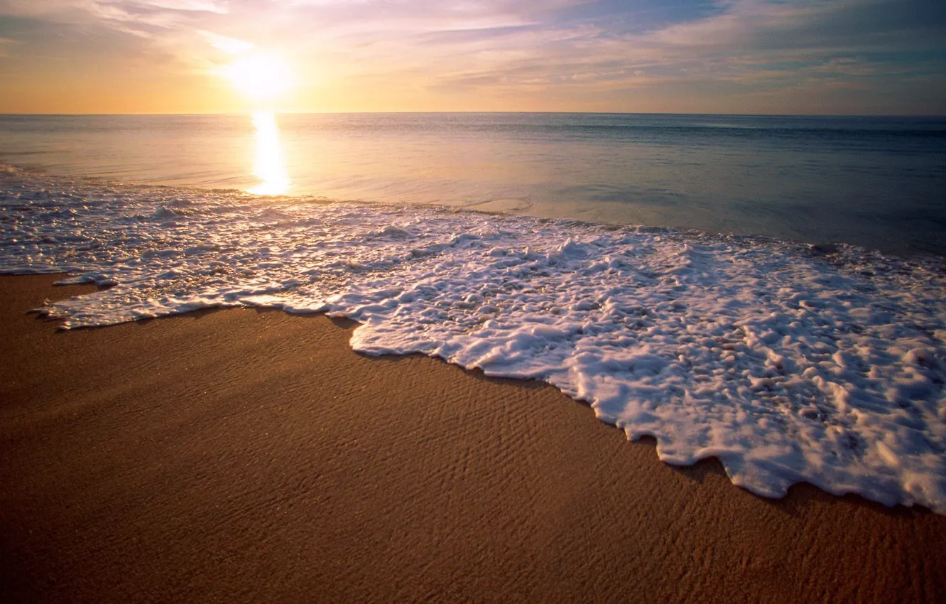 Фото обои море, солнце, Волна