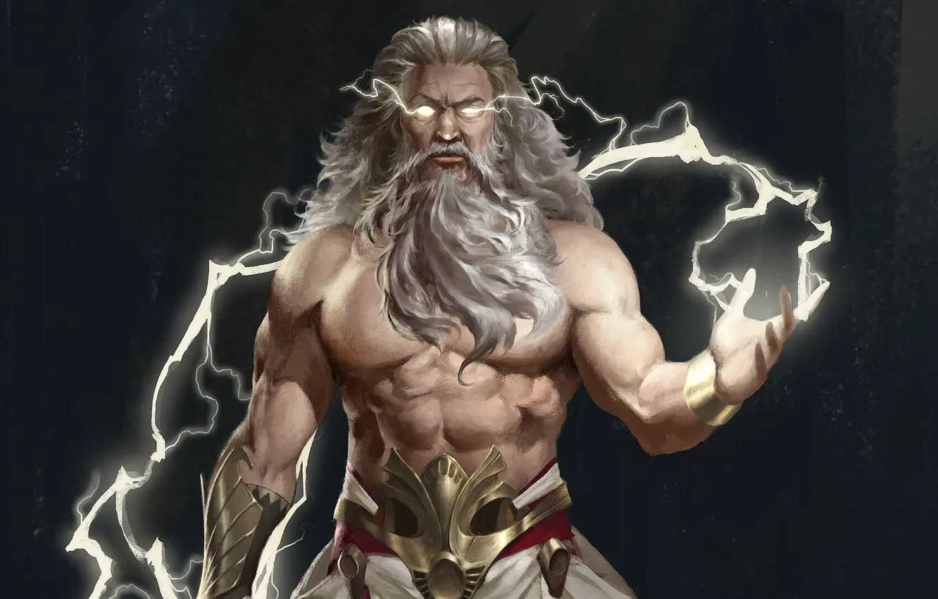 Фото обои молнии, lightning, god of thunder, Zeus Thundergod, Зевс Громовержец, Olympic god