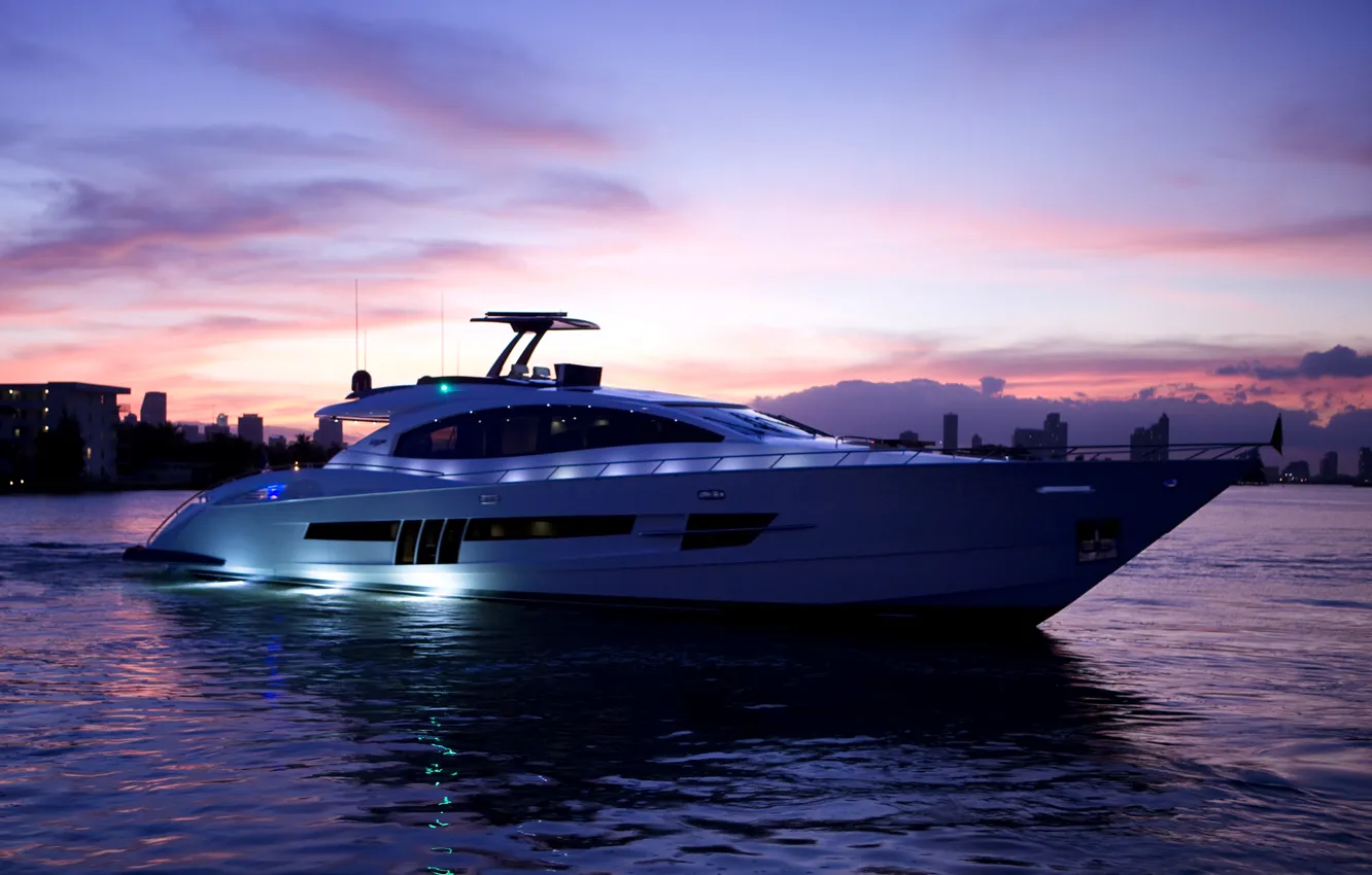 Фото обои море, вечер, яхта, luxury motor yacht