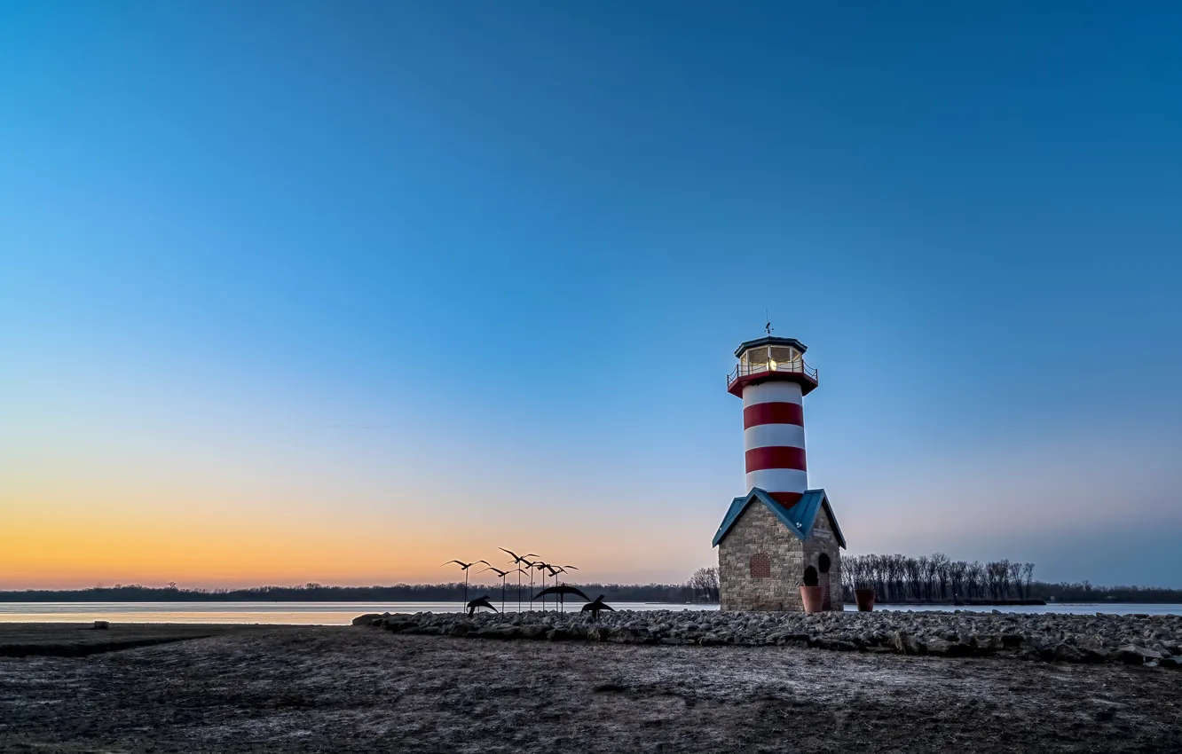 Фото обои Illinois, Lighthouse, Grafton, Mississippi River.