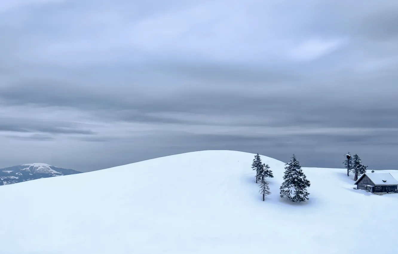 Фото обои зима, снег, природа, дом