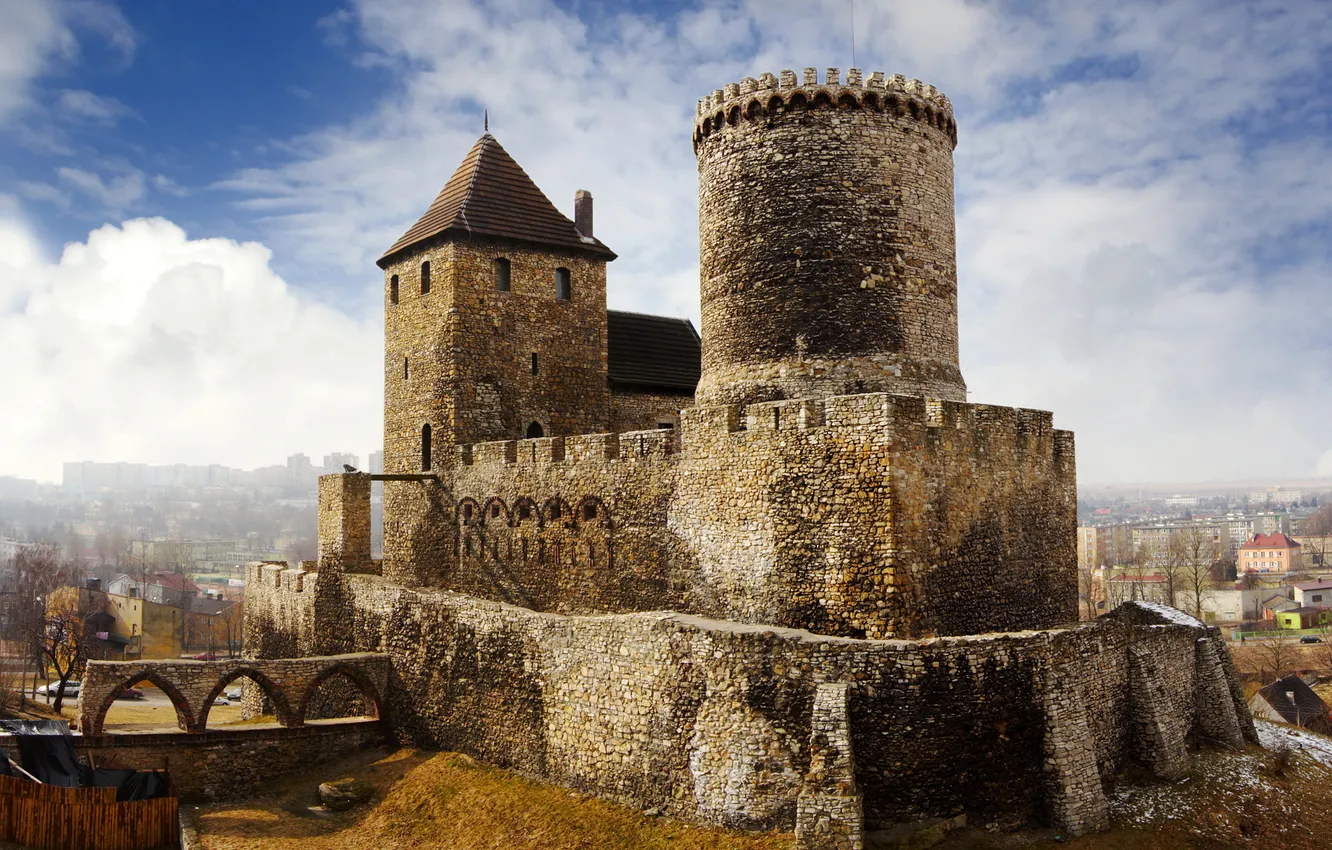 Фото обои замок, стены, башня, Польша, Castle Bedzin
