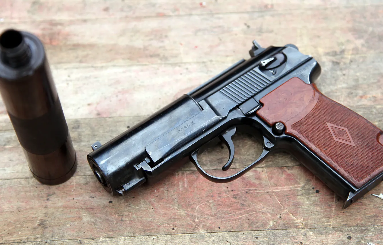 Фото обои pistol, Gun, weapon, глушитель, silencer, 6П9, Бесшумный пистолет ПБ