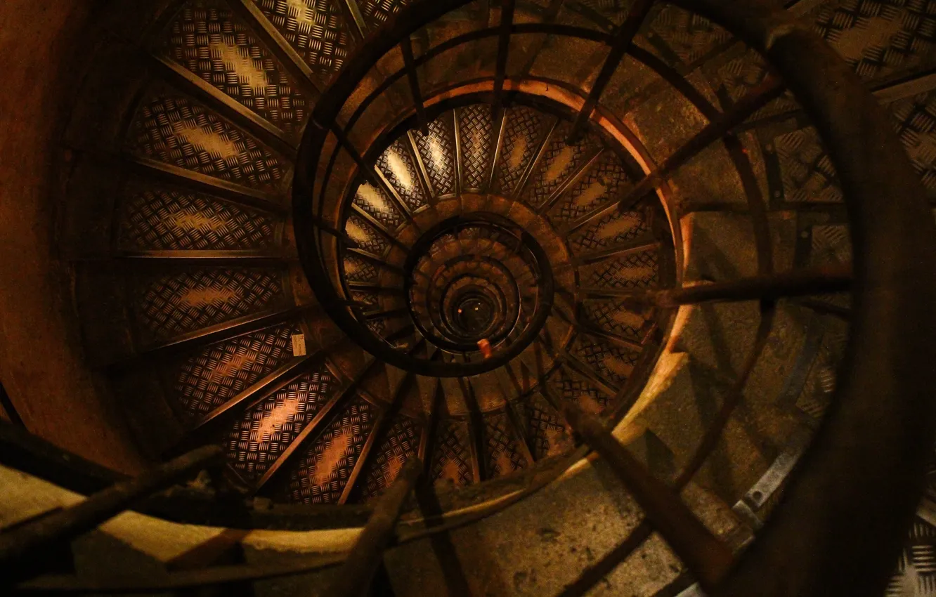 Фото обои Paris, France, Europe, inside, Arc de Triomphe, spiral, stairs, monument