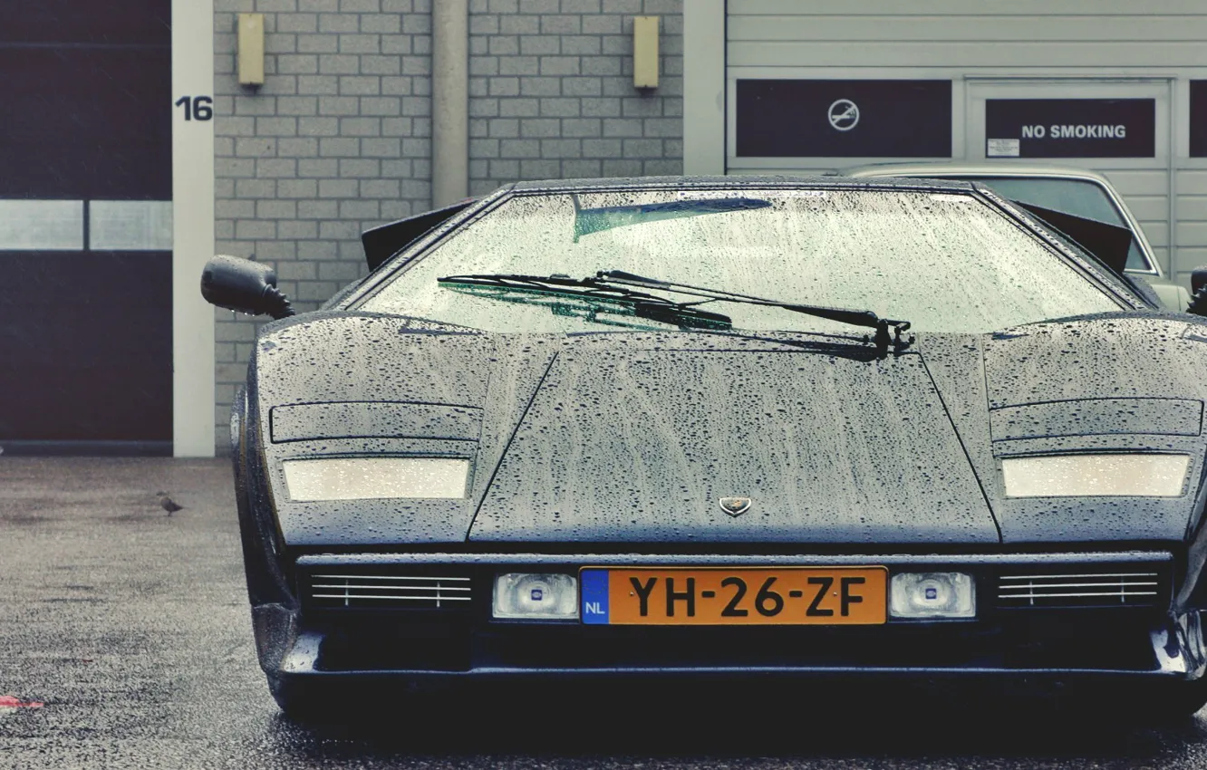 Фото обои капли, красота, классика, Lamborghini Countach