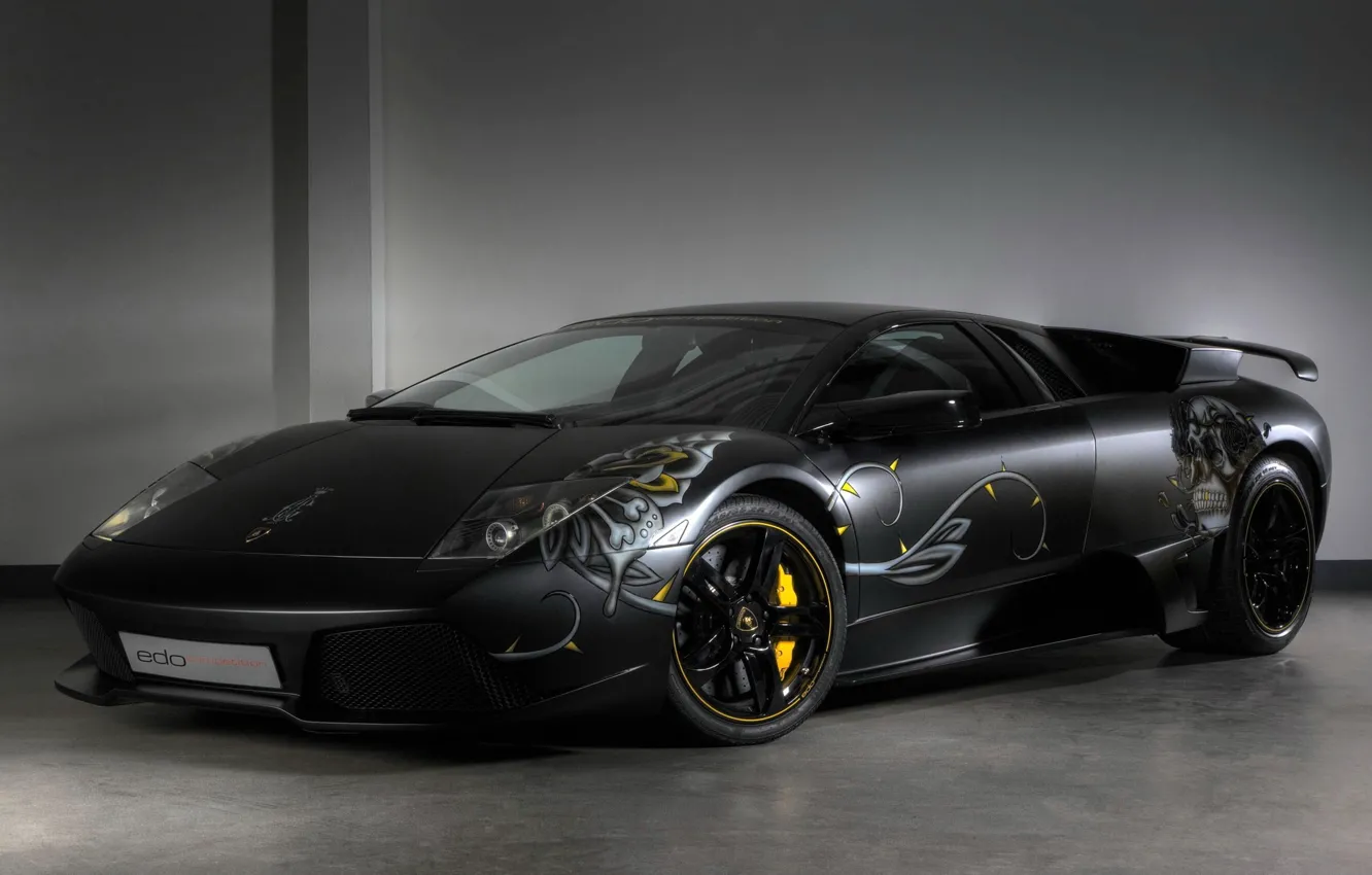 Фото обои черный, Lamborghini, аэрография, LP710