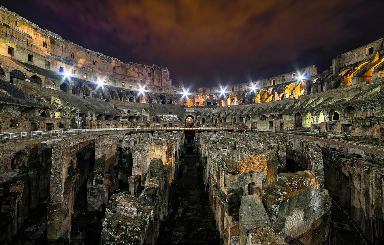 Фото обои night, Roma, colosseum