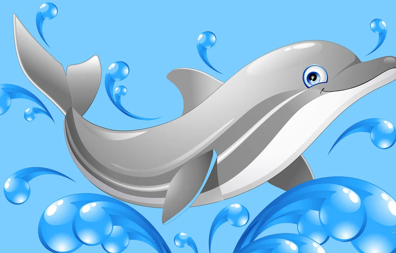 Фото обои дельфин, рисунок, вектор, млекопитающее