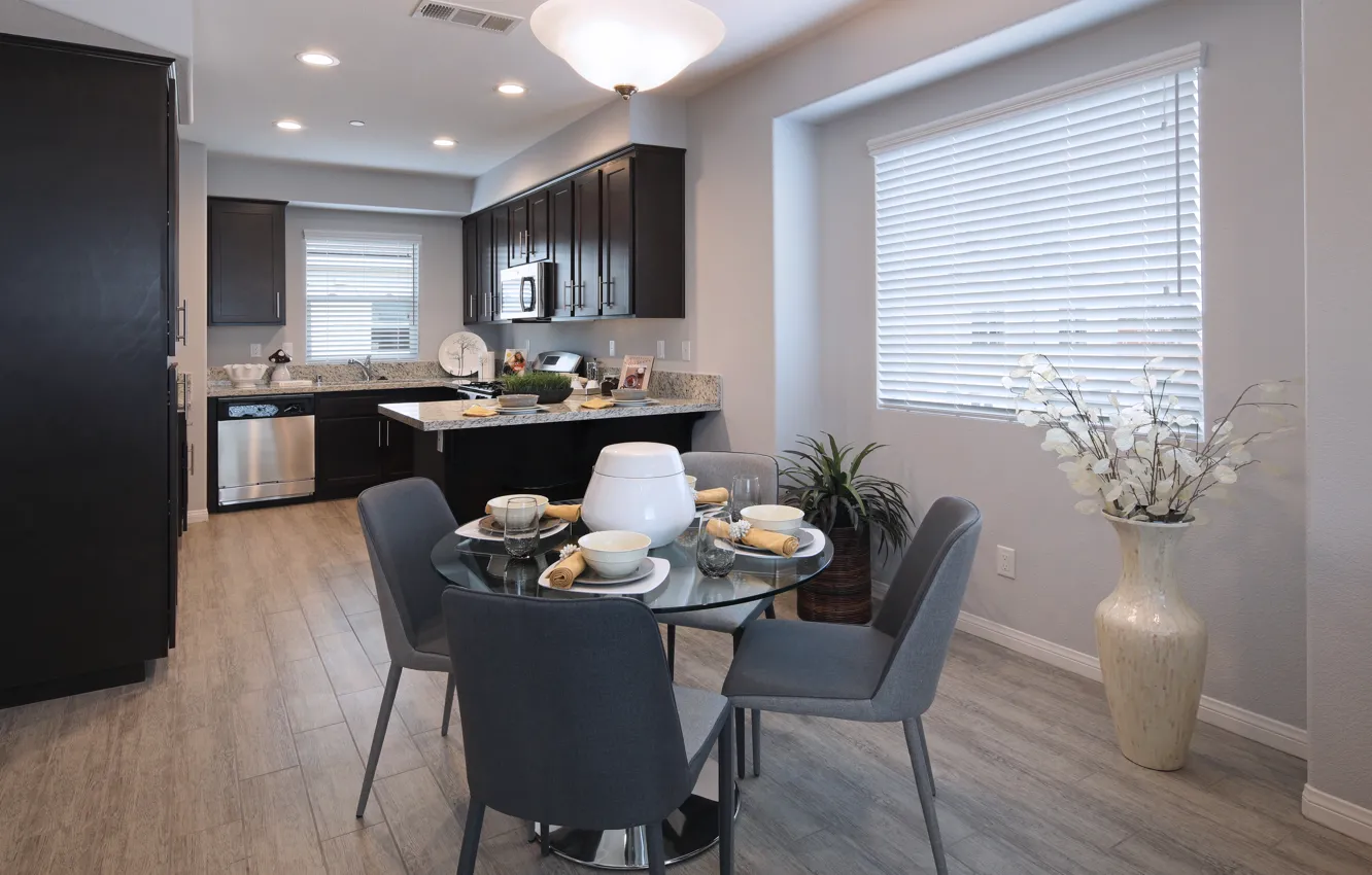 Фото обои цветы, дизайн, стол, интерьер, стул, кухня, design, interior