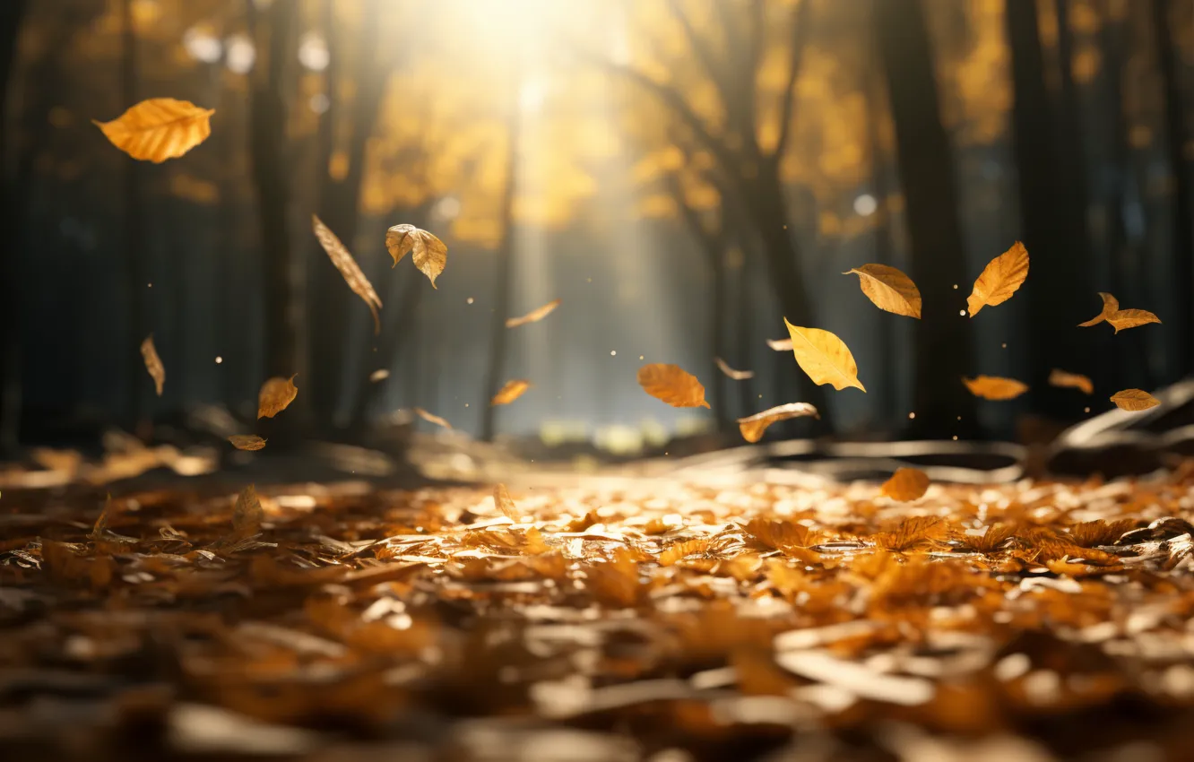 Фото обои осень, лес, листья, парк, фон, forest, park, background