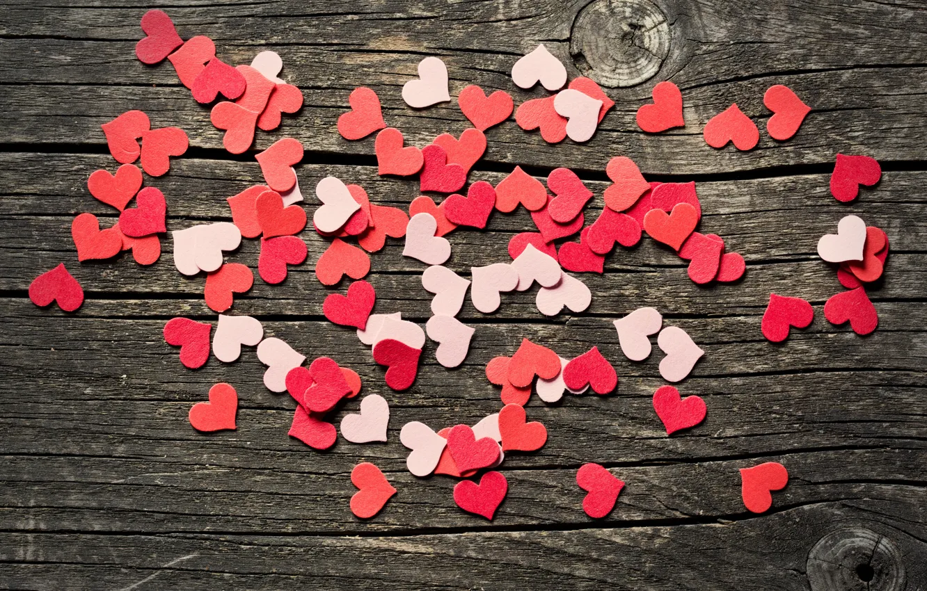 Фото обои сердечки, red, love, heart, wood, romantic, valentine`s day