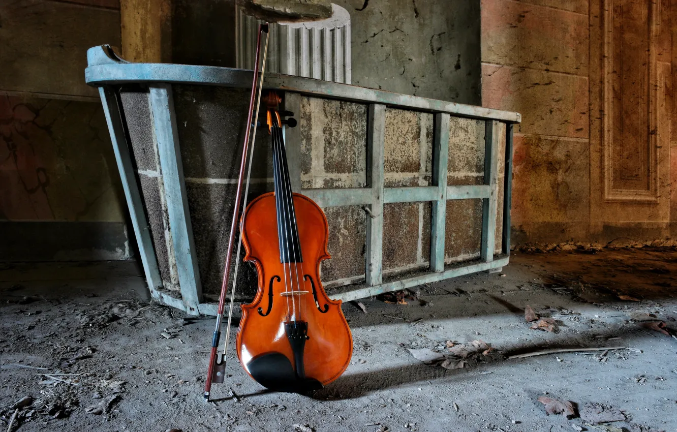 Фото обои музыка, скрипка, Abandoned