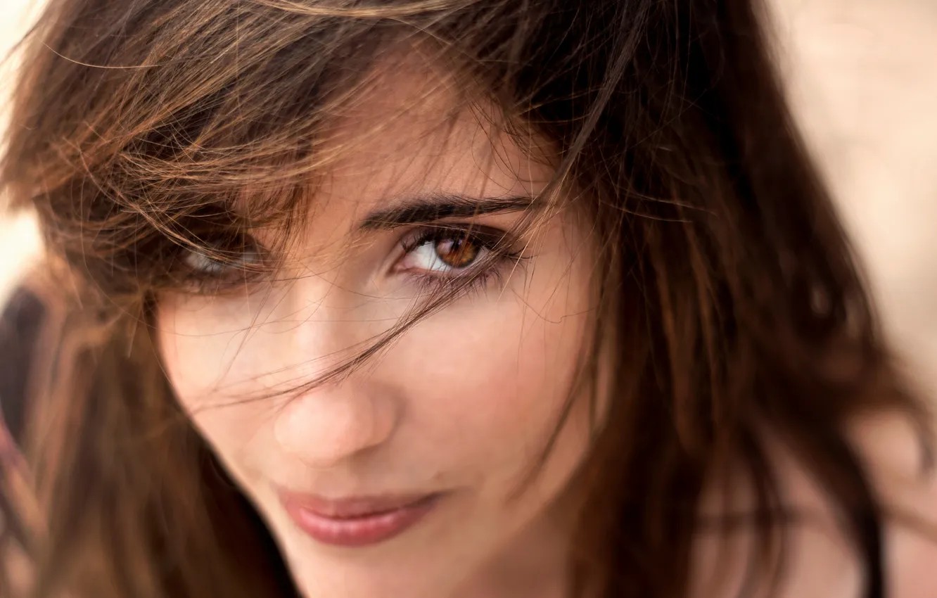 Фото обои глаза, взгляд, девушка, волосы, шатенка