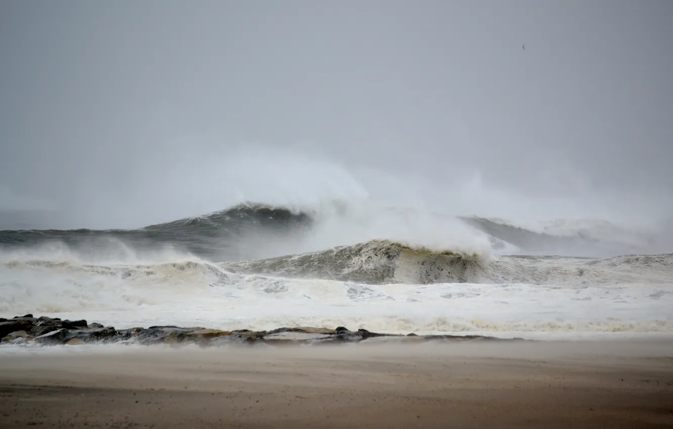 Фото обои waves, storm, sea