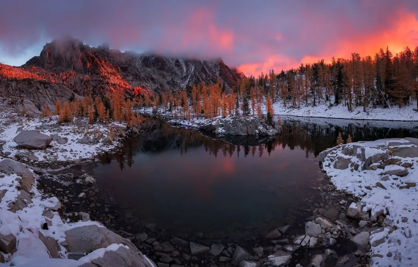 Фото обои осень, горы, озеро, Enchanted Leprechaun