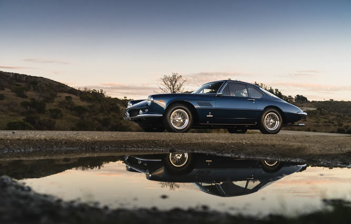 Фото обои Отражение, Колеса, Ferrari, Classic, Classic car, Ferrari 400 Superamerica, Passo Corto Coupé Aerodinamico, 400 Superamerica