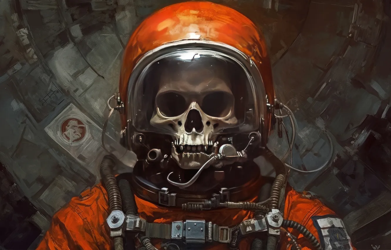 Фото обои skull, death, helmet, astronaut