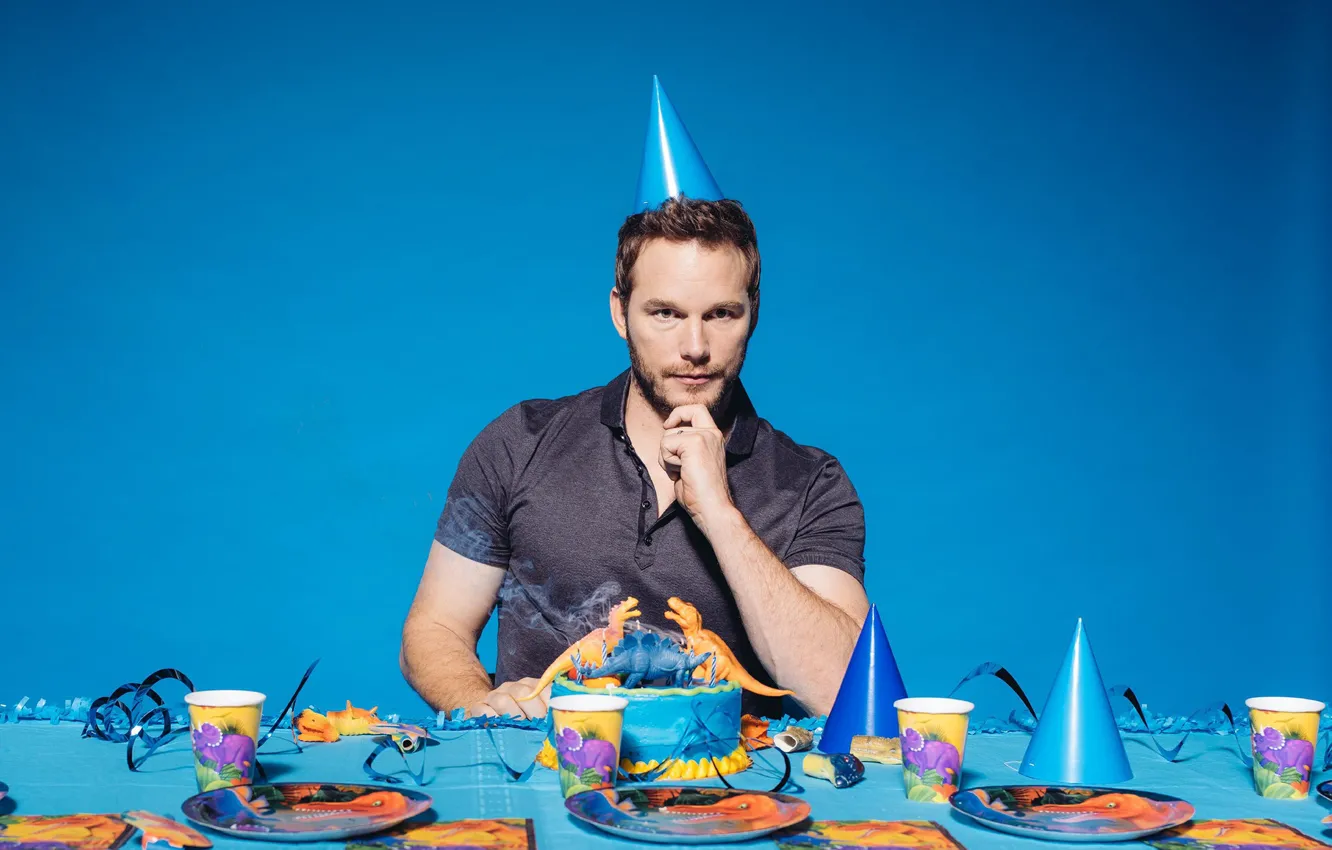 Фото обои взгляд, торт, мужчина, Chris Pratt