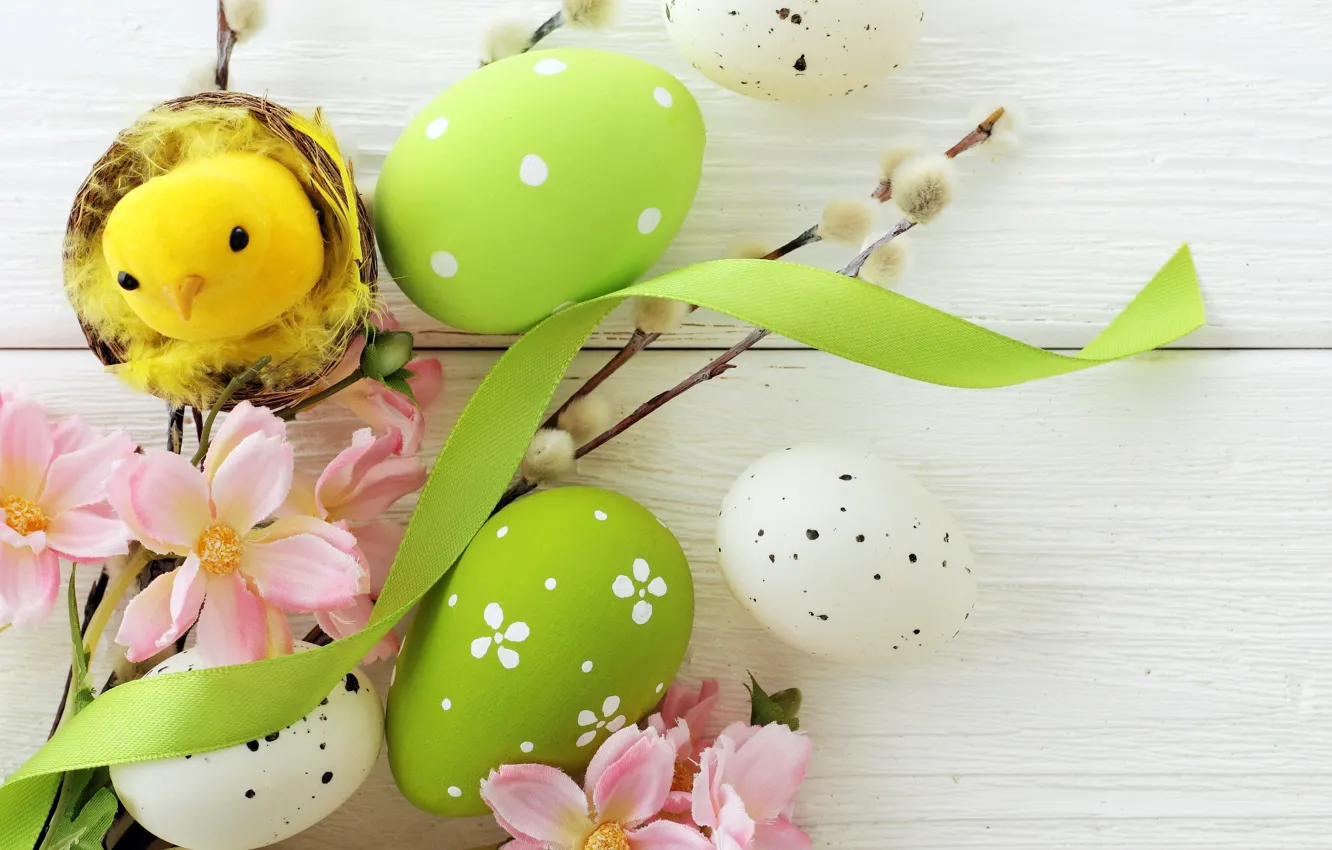 Фото обои цветы, яйца, весна, Пасха, верба, flowers, spring, Easter