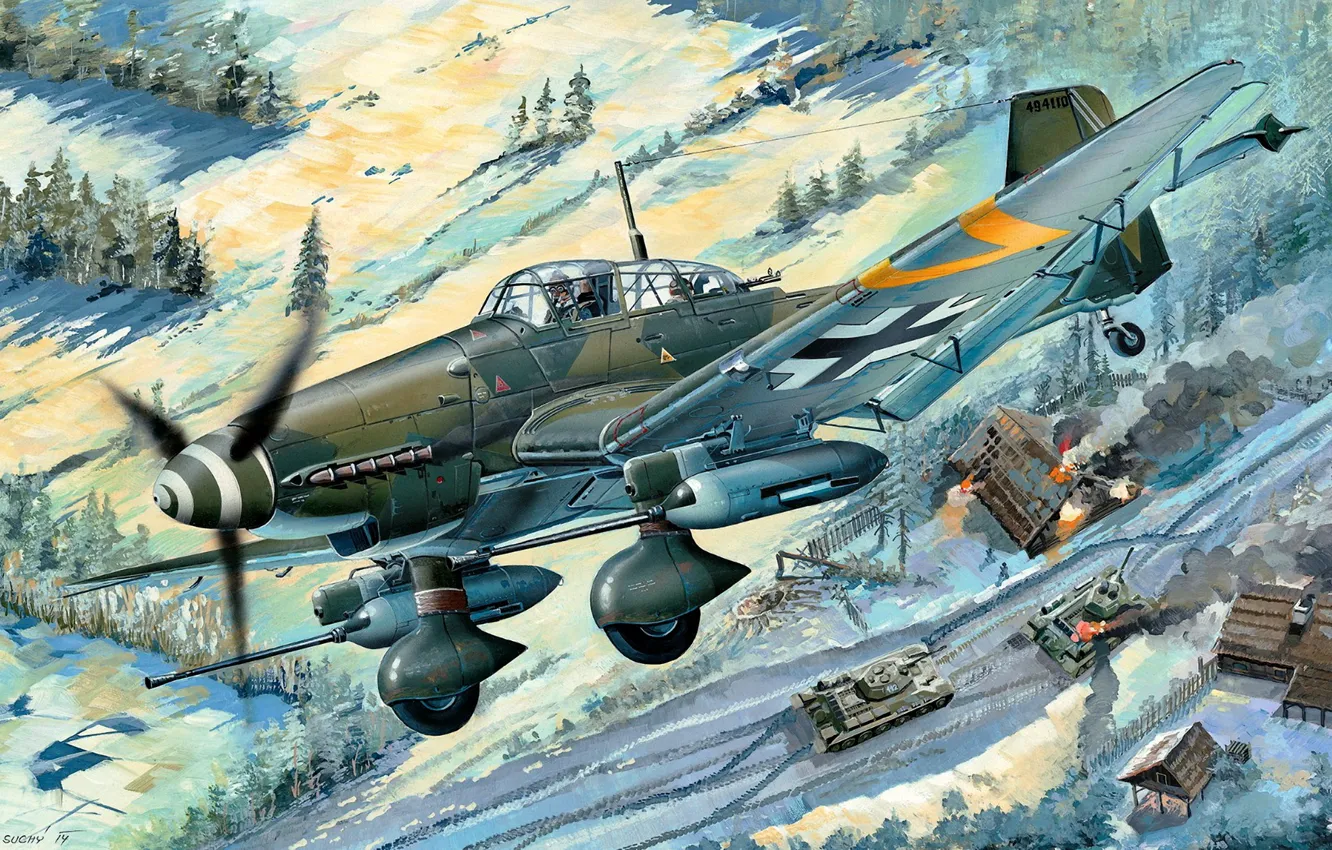 Фото обои Зима, Германия, Танки, Junkers Ju 87, Kanonenvogel, Ju.87G-2