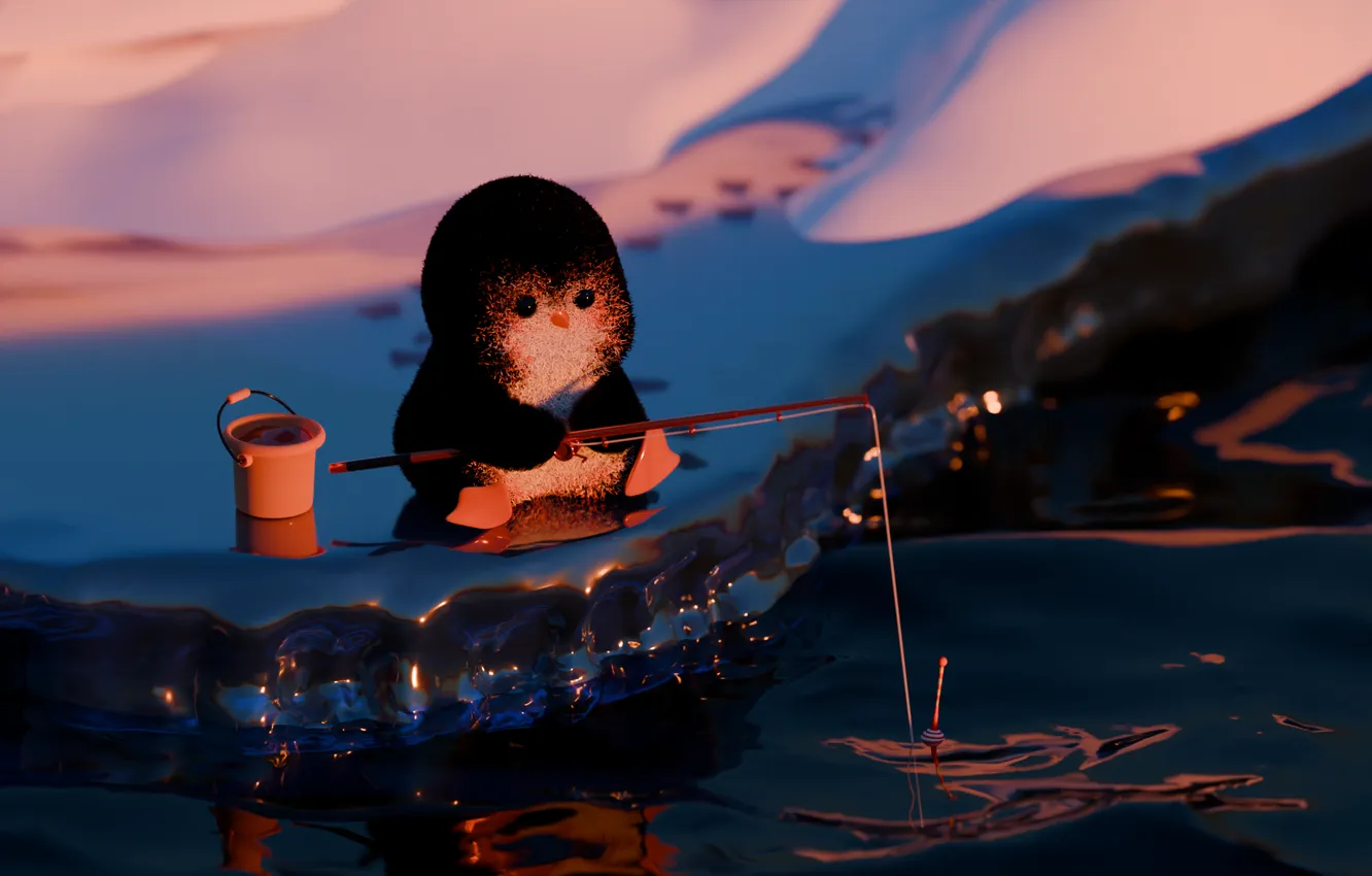 Фото обои животные, птица, мило, пингвин, птенец, cute, Blender