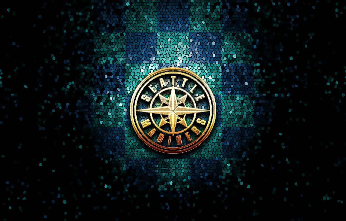 Фото обои wallpaper, logo, Sport, baseball, glitter, checkered, MLB, Seattle Mariners