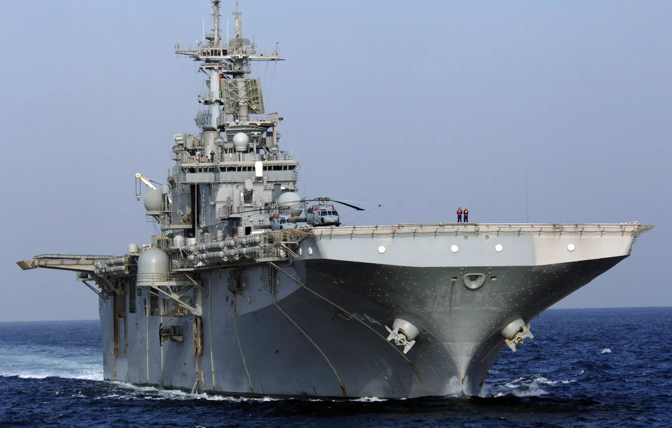 Фото обои океан, вертолеты, универсальный, десантный корабль, USS Boxer LHD4