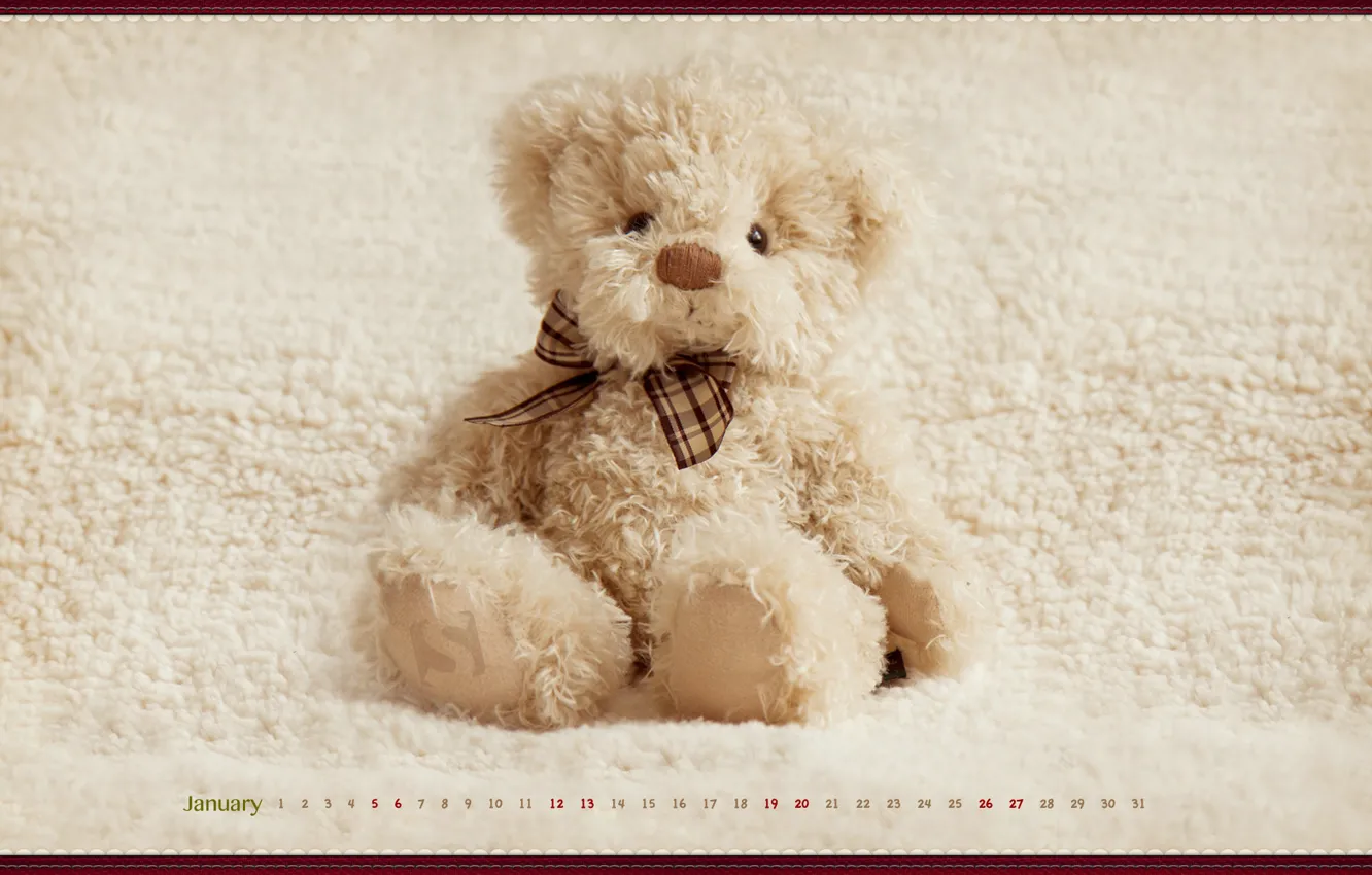 Фото обои игрушка, медведь, календарь, 2013, january, январь