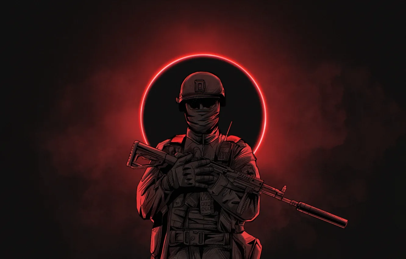 Фото обои Россия, Боец, Art, Mercenary, Russian mercenary