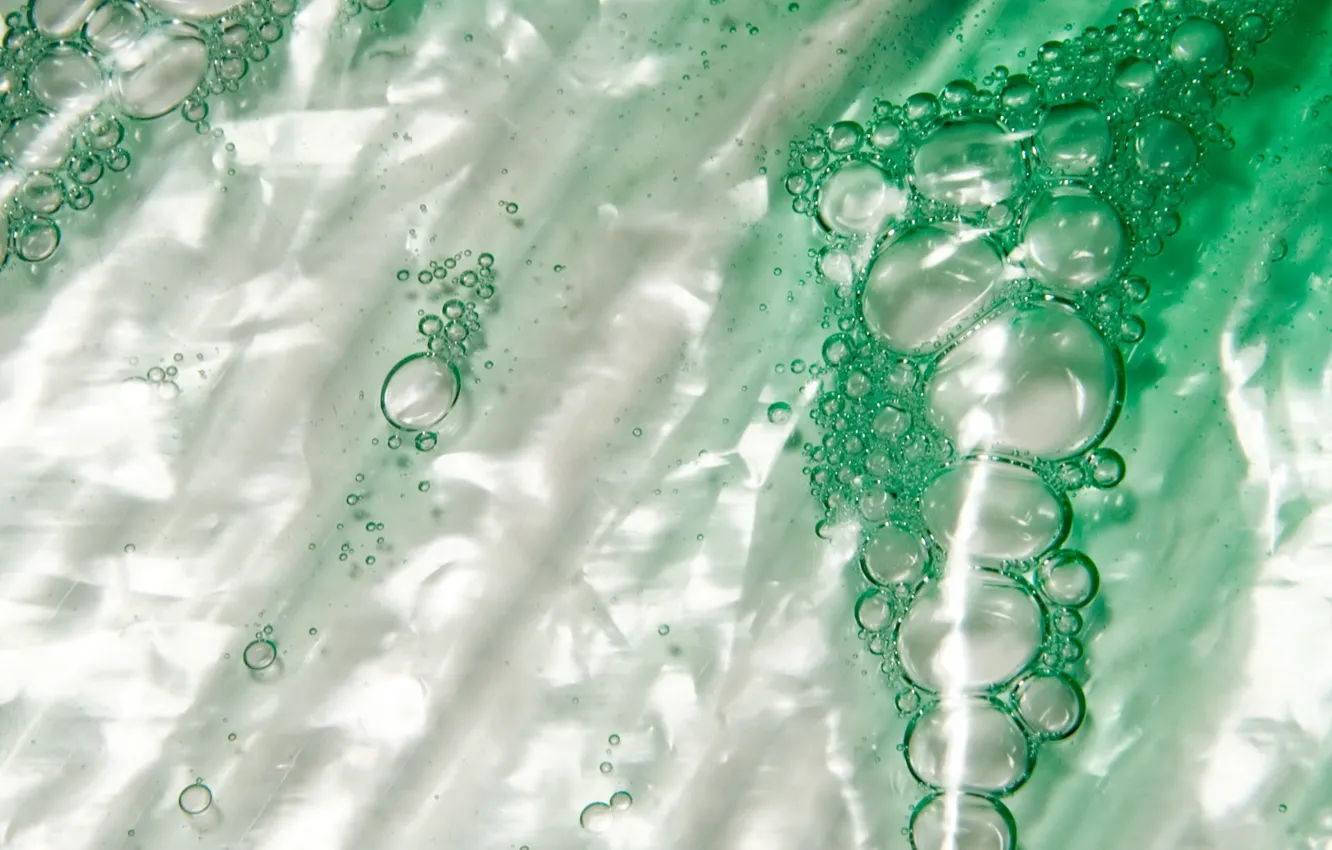 Фото обои зелень, пузыри, макросьемка