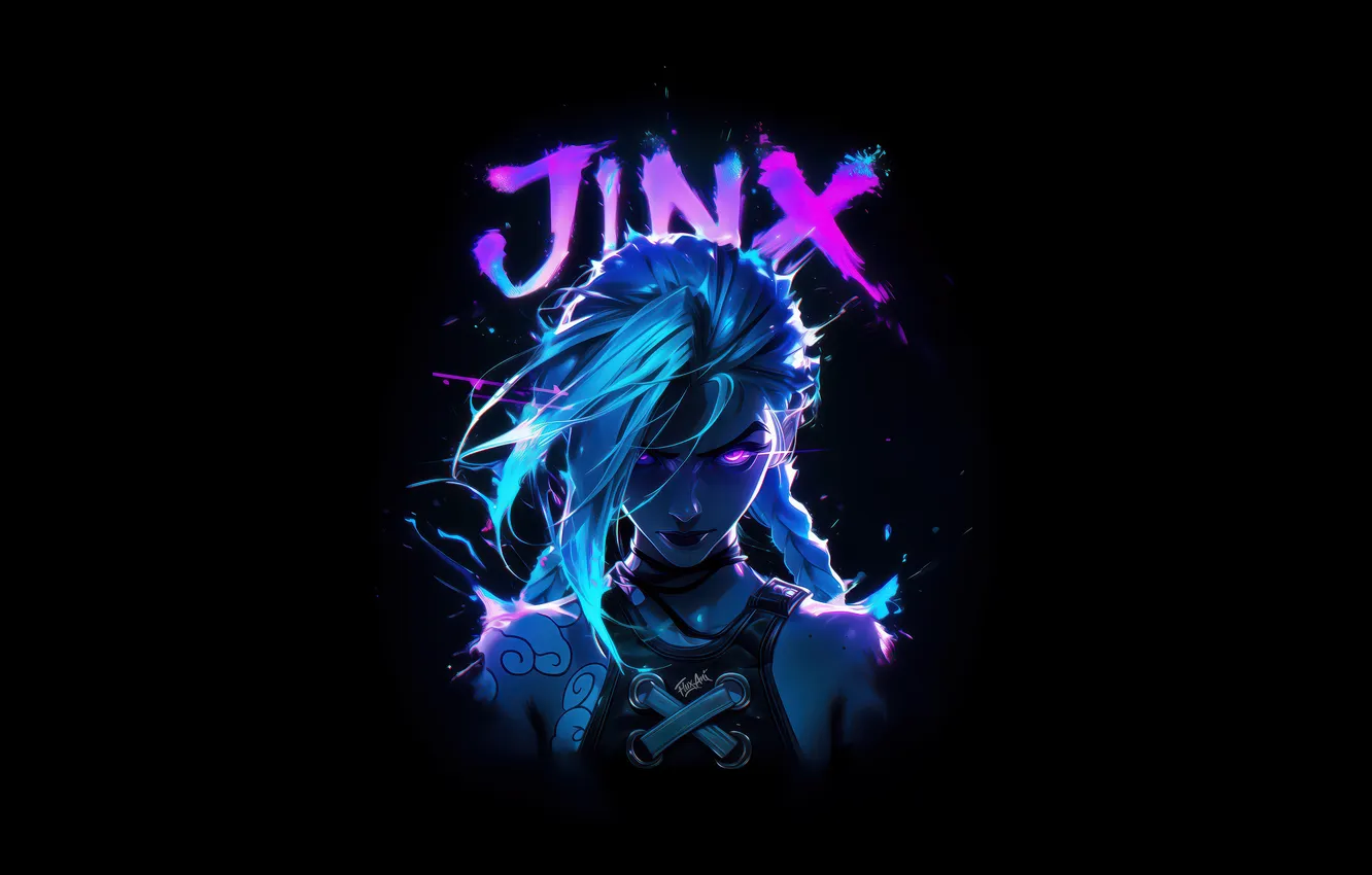 Фото обои League of Legends, Arcane Jinx, Neon art