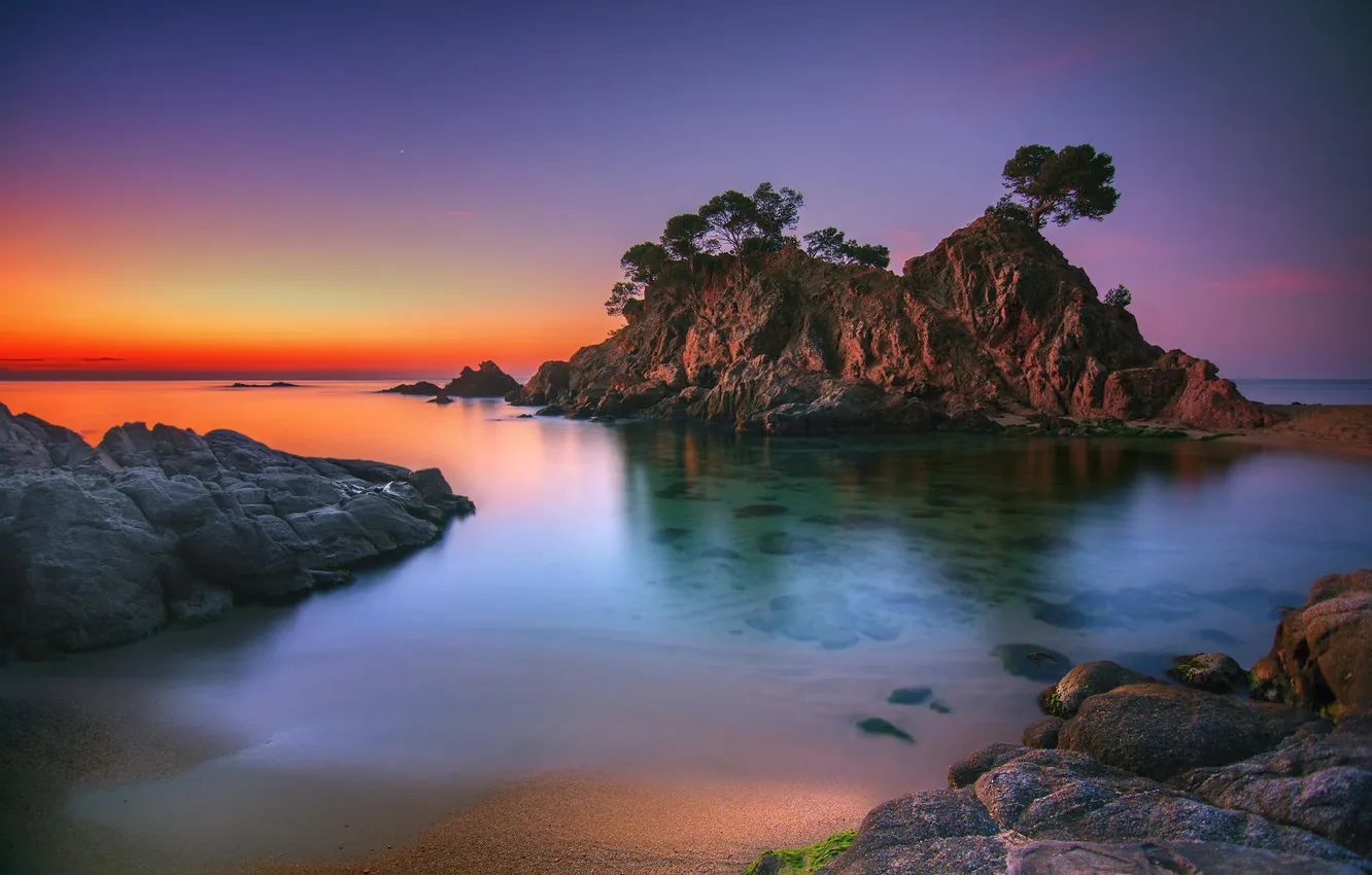 Фото обои природа, скалы, берег, расвет, Catalunya, Girona, Cap, Palamos