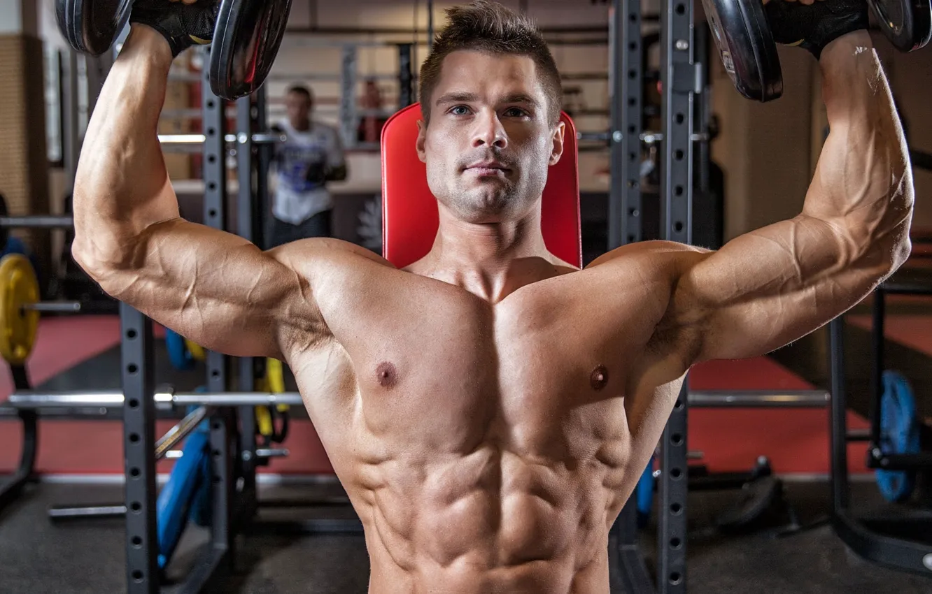 Фото обои мышцы, бодибилдинг, muscles, пресс, тренировка, гантели, workout, fitness