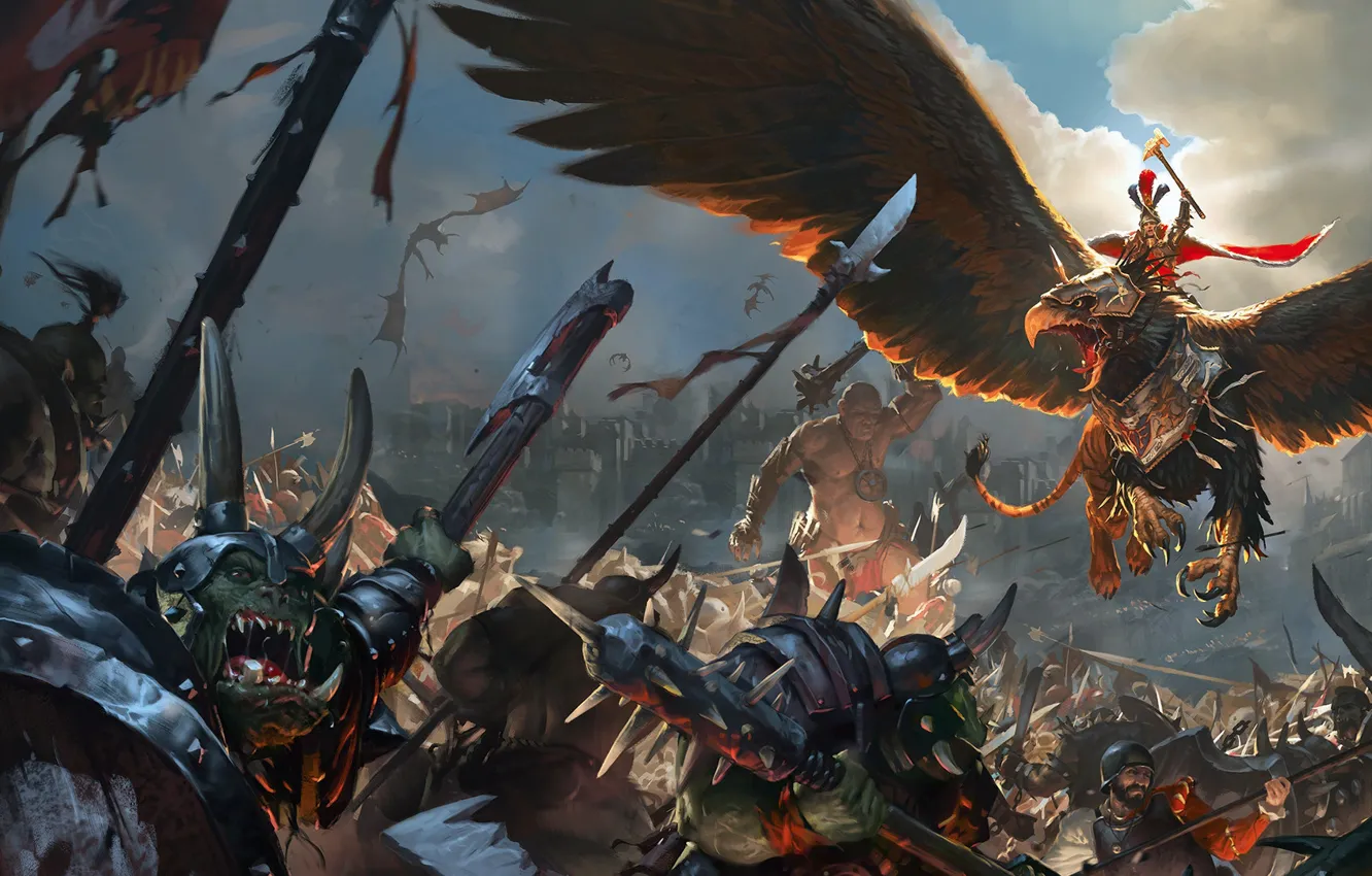 Фото обои game, warhammer, empire, total war, orcs