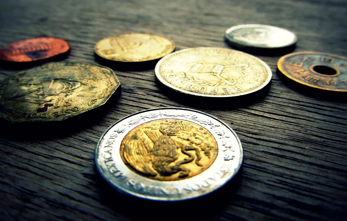 Фото обои silver, metal, Golden, coin