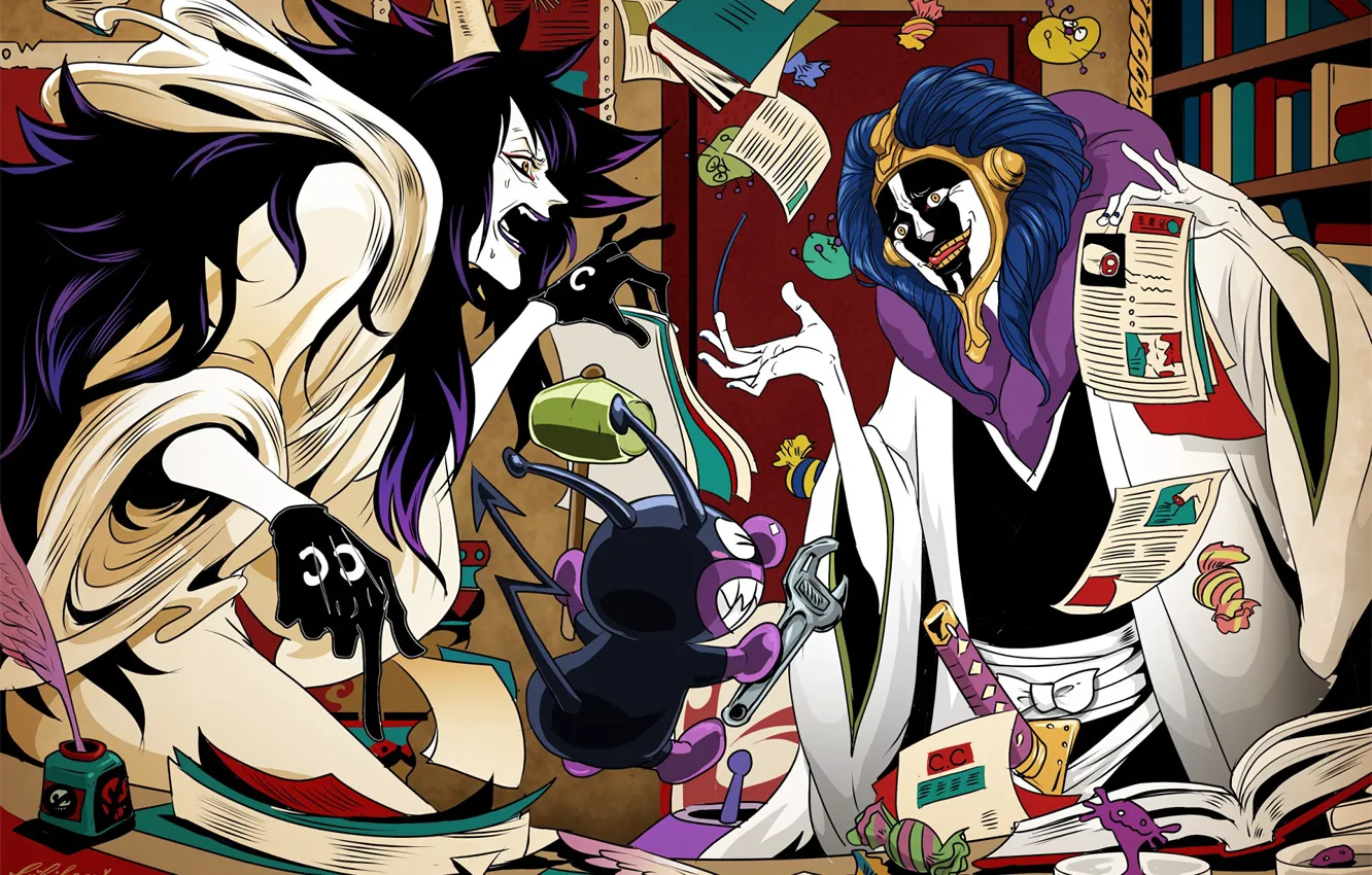 Фото обои sword, game, Bleach, One Piece, anime, crossover, ken, blade