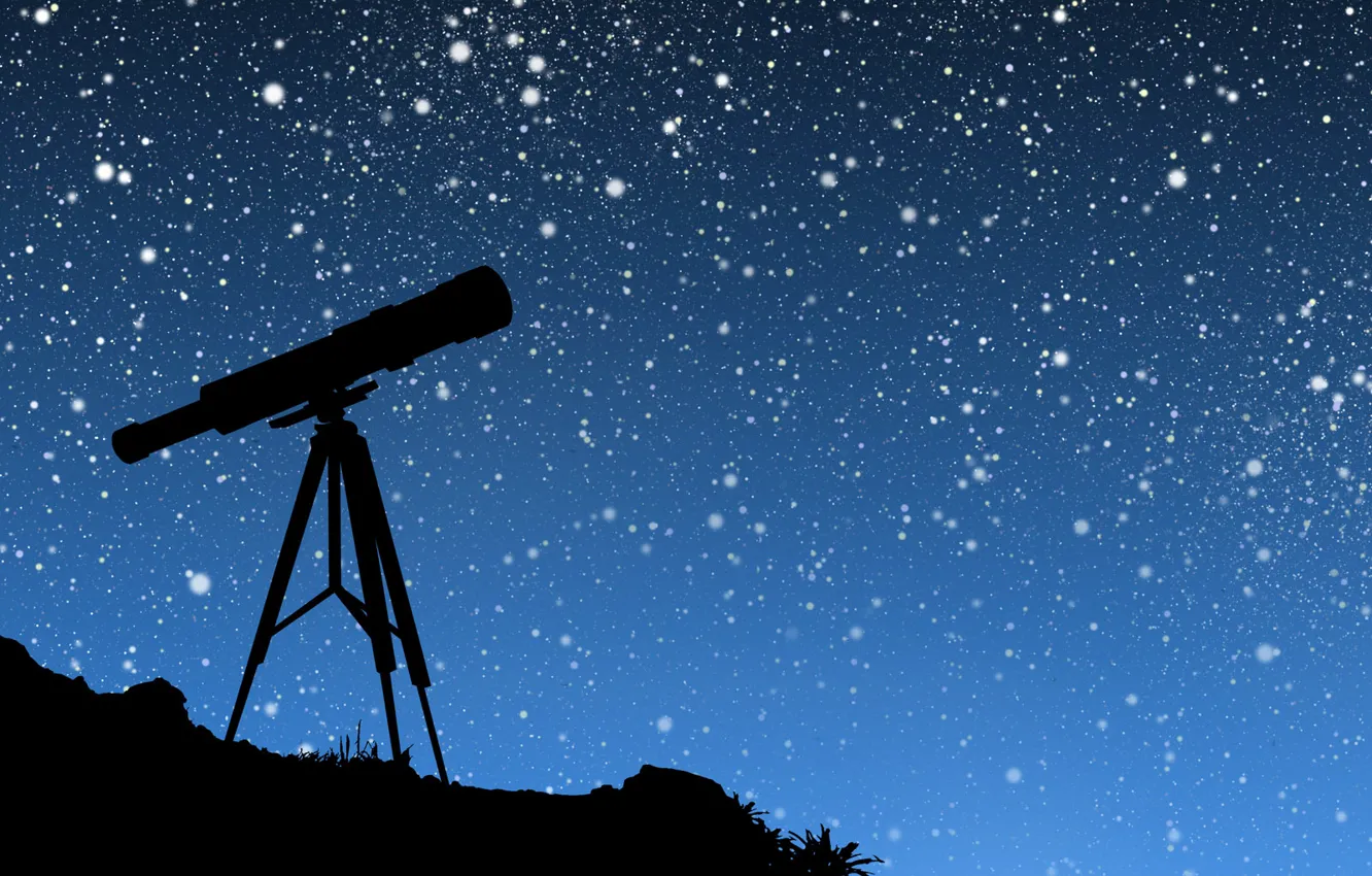 Фото обои небо, звезды, вектор, телескоп