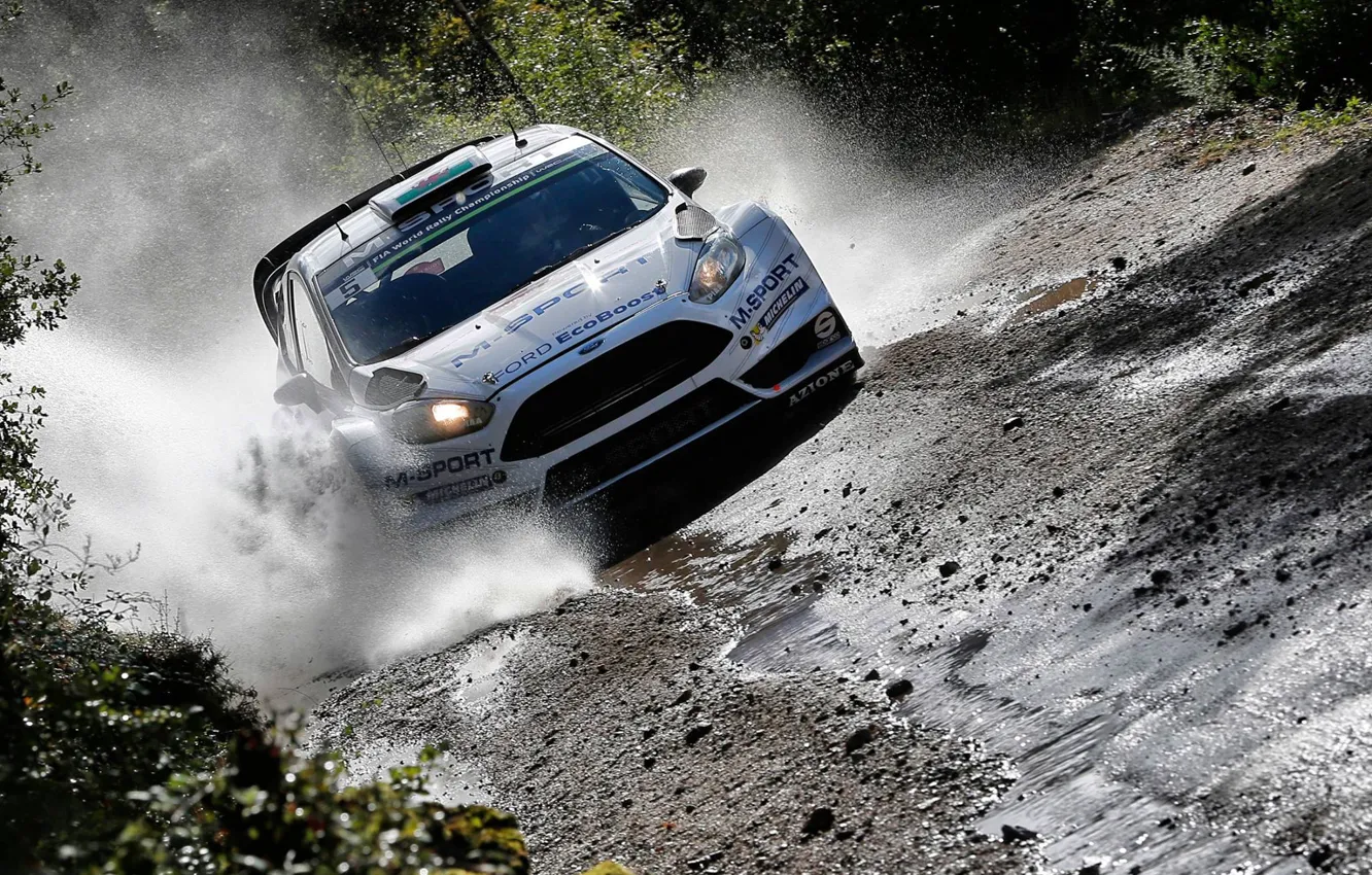 Фото обои Ford, Вода, Форд, Брызги, WRC, Fiesta, Elfyn Evans