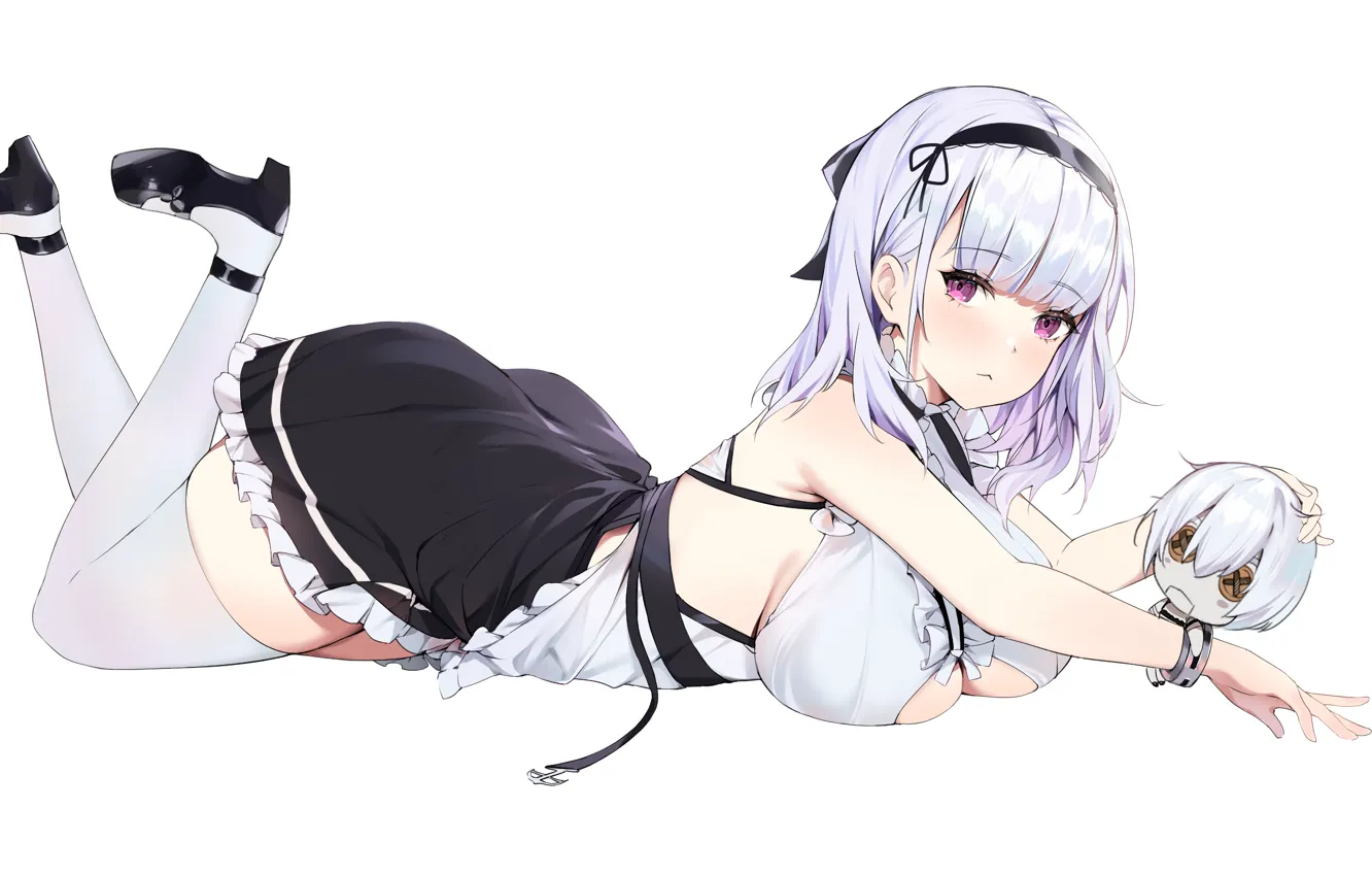 Фото обои girl, sexy, cleavage, long hair, dress, boobs, anime, beautiful