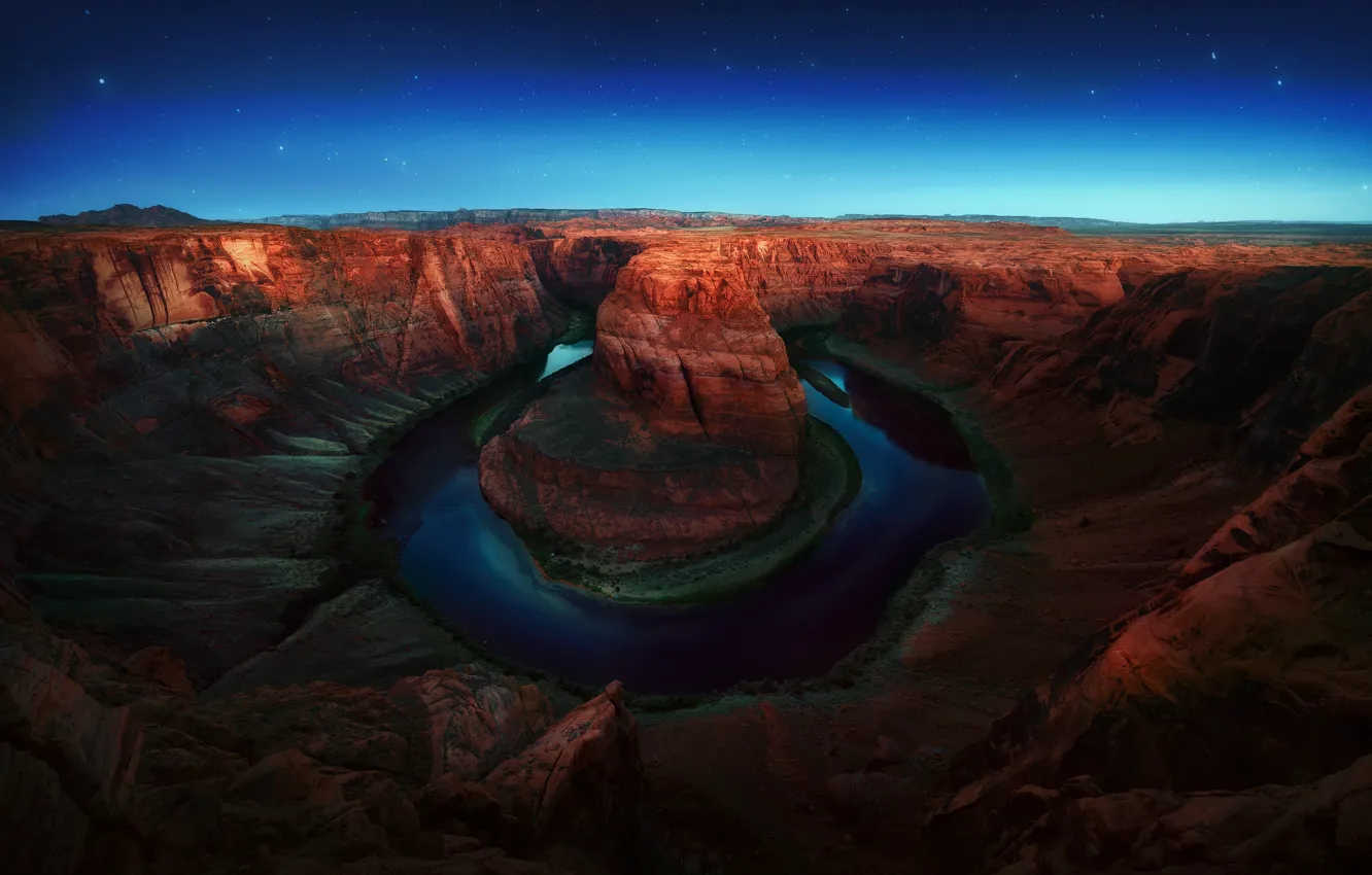 Фото обои небо, звезды, ночь, река, Колорадо, Аризона, США, каньон Глен