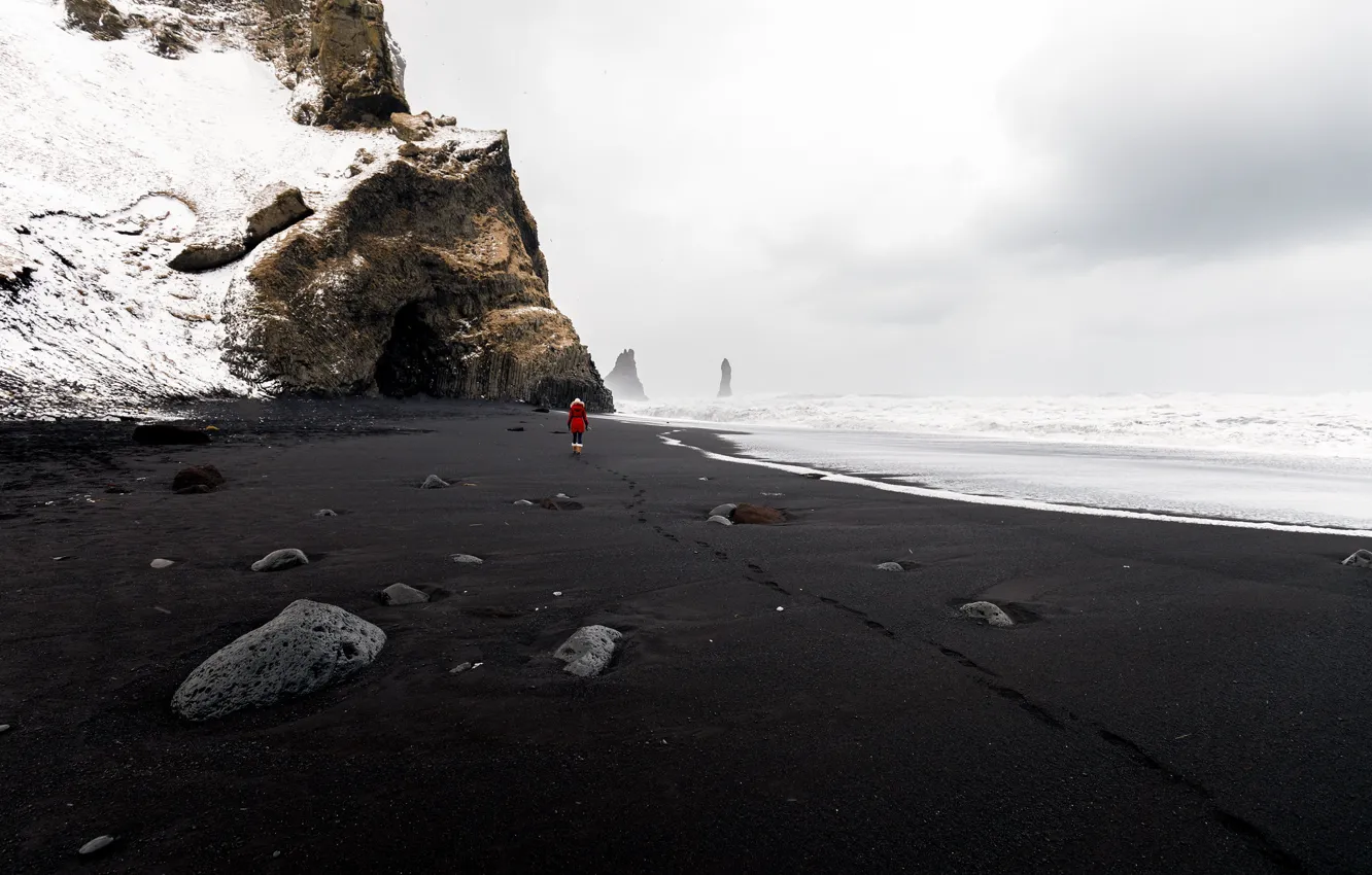 Фото обои South, Iceland, Vik, Reynisfjara Beach