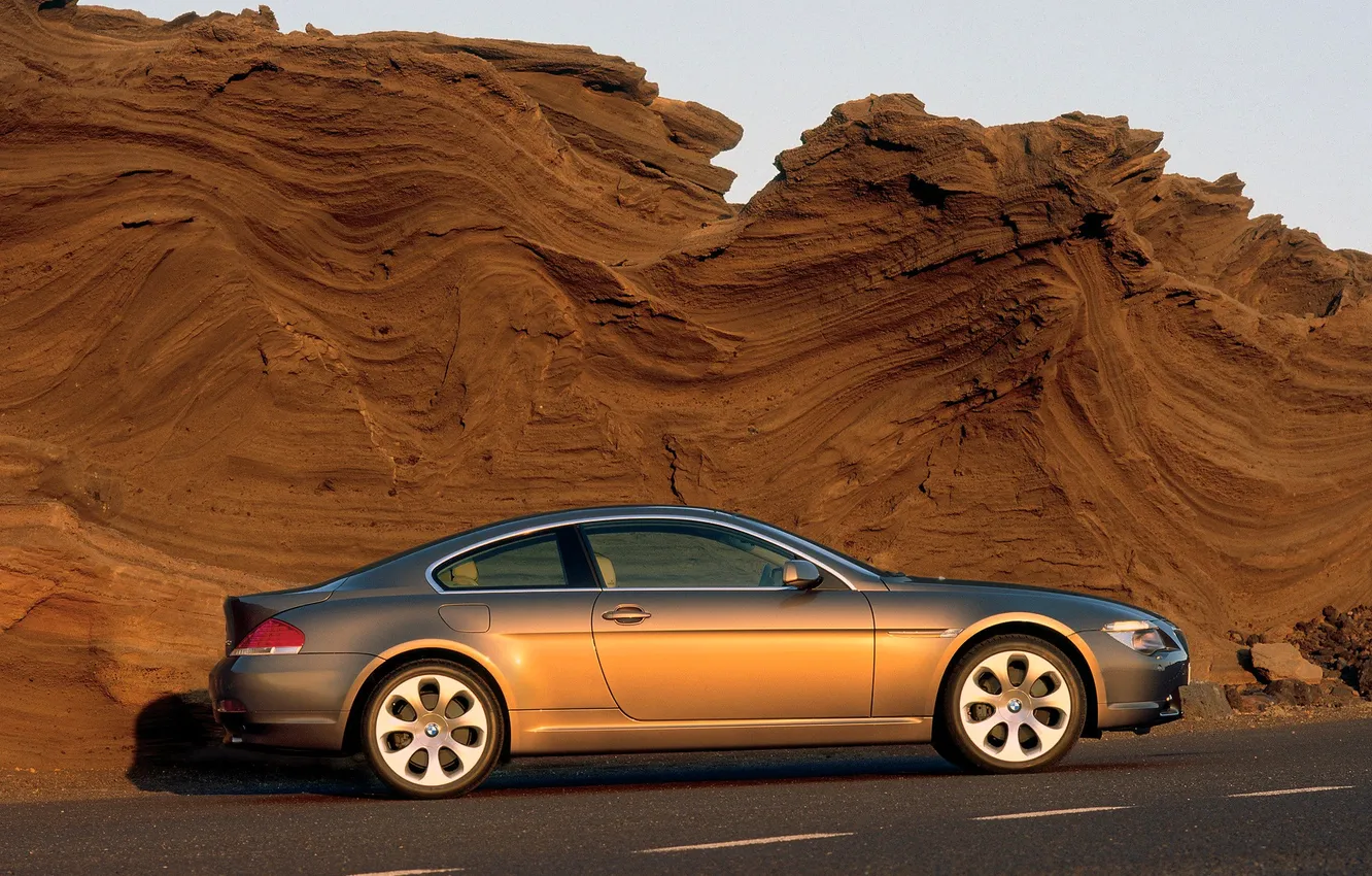Фото обои дорога, скала, серебристый, BMW, шоссе, БМВ, E63, BMW E63