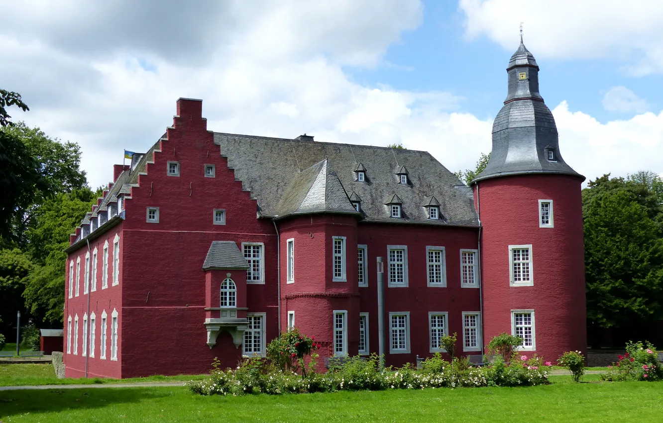 Фото обои деревья, дизайн, замок, газон, Германия, кусты, Burg Alsdorf
