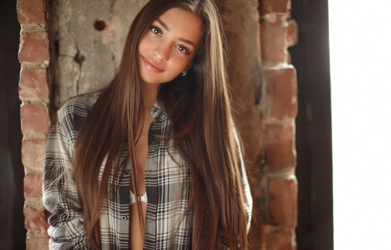 Фото обои девушка, лицо, улыбка, волосы, Darina