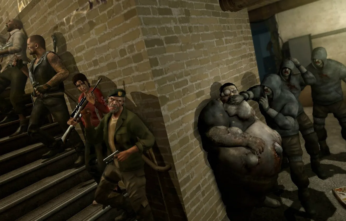 Фото обои зомби, толстяк, выжившие, Dead, Left
