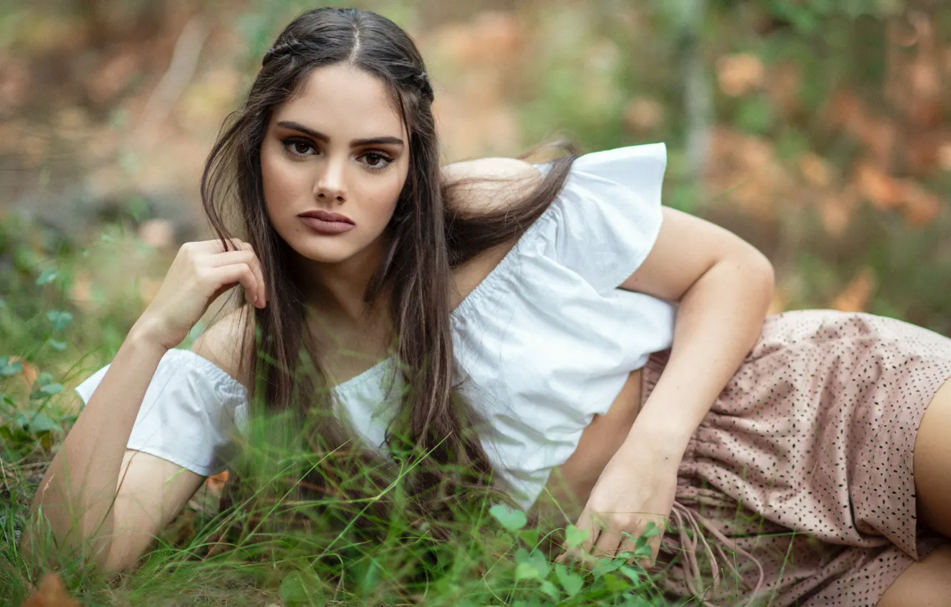 Фото обои девушка, природа, поза, Rosa Ortega