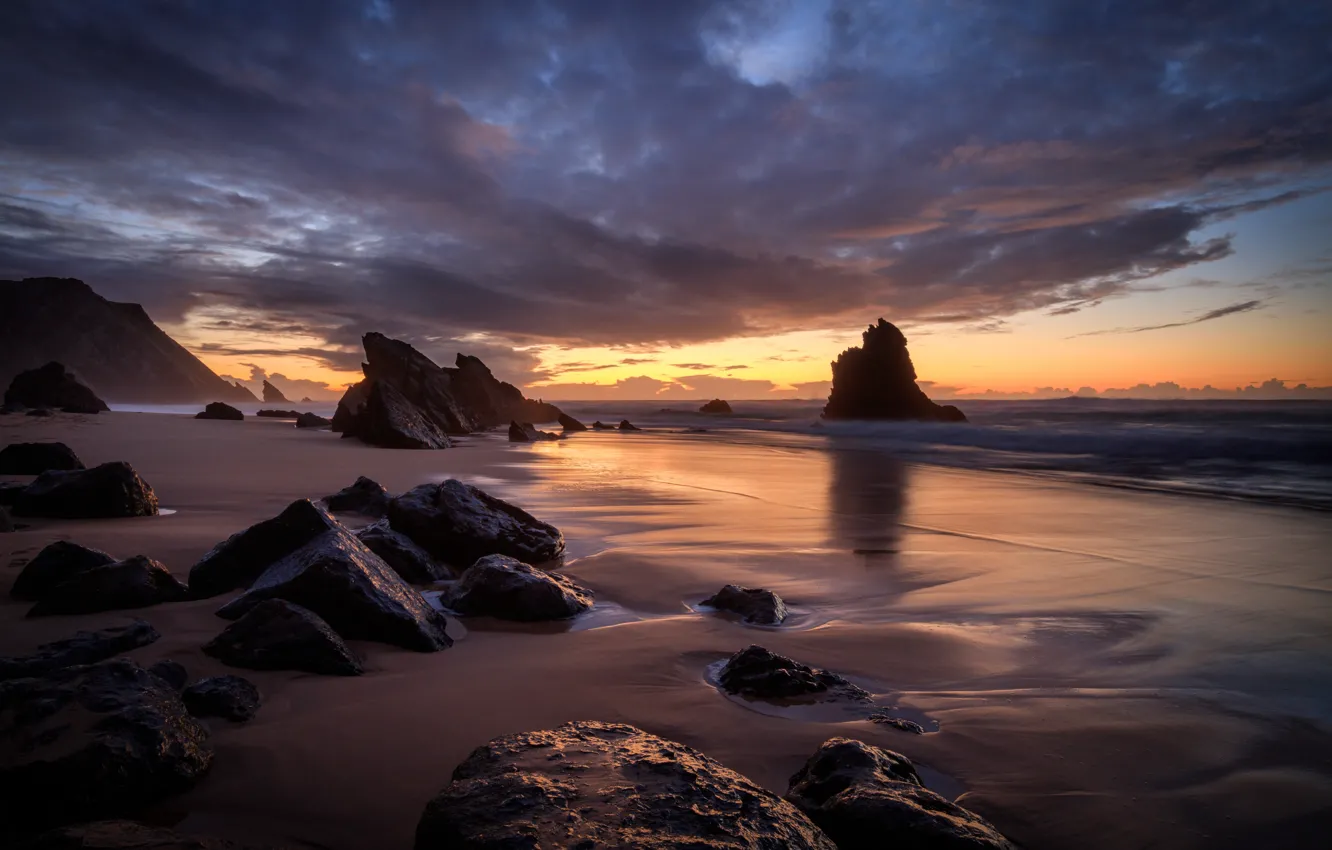 Фото обои закат, побережье, Португалия, Portugal, Sintra